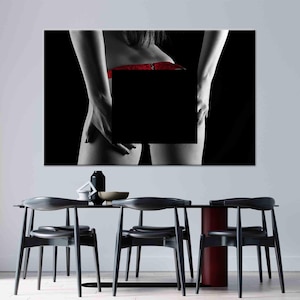 Red Underwear Canvas Print, Erotic Wall Art, Nude Wall Art, Nude Canvas, Sexy Woman Wall Art, Sexy Canvas, Erotic Canvas, Mature image 1