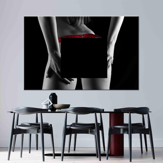 Red Underwear Canvas Print, Erotic Wall Art, Nude Wall Art, Nude Canvas, Sexy Woman Wall Art, Sexy Canvas, Erotic Canvas, Mature