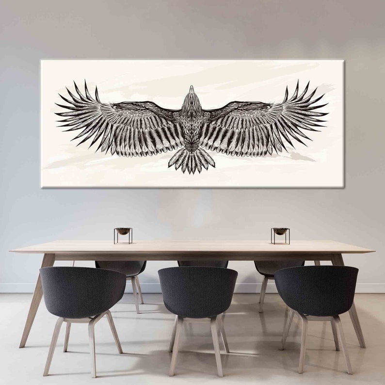 Condor Drawing In Flight Condor Canvas Art: Flying Bird Drawing, Modern Wall Decor - Etsy