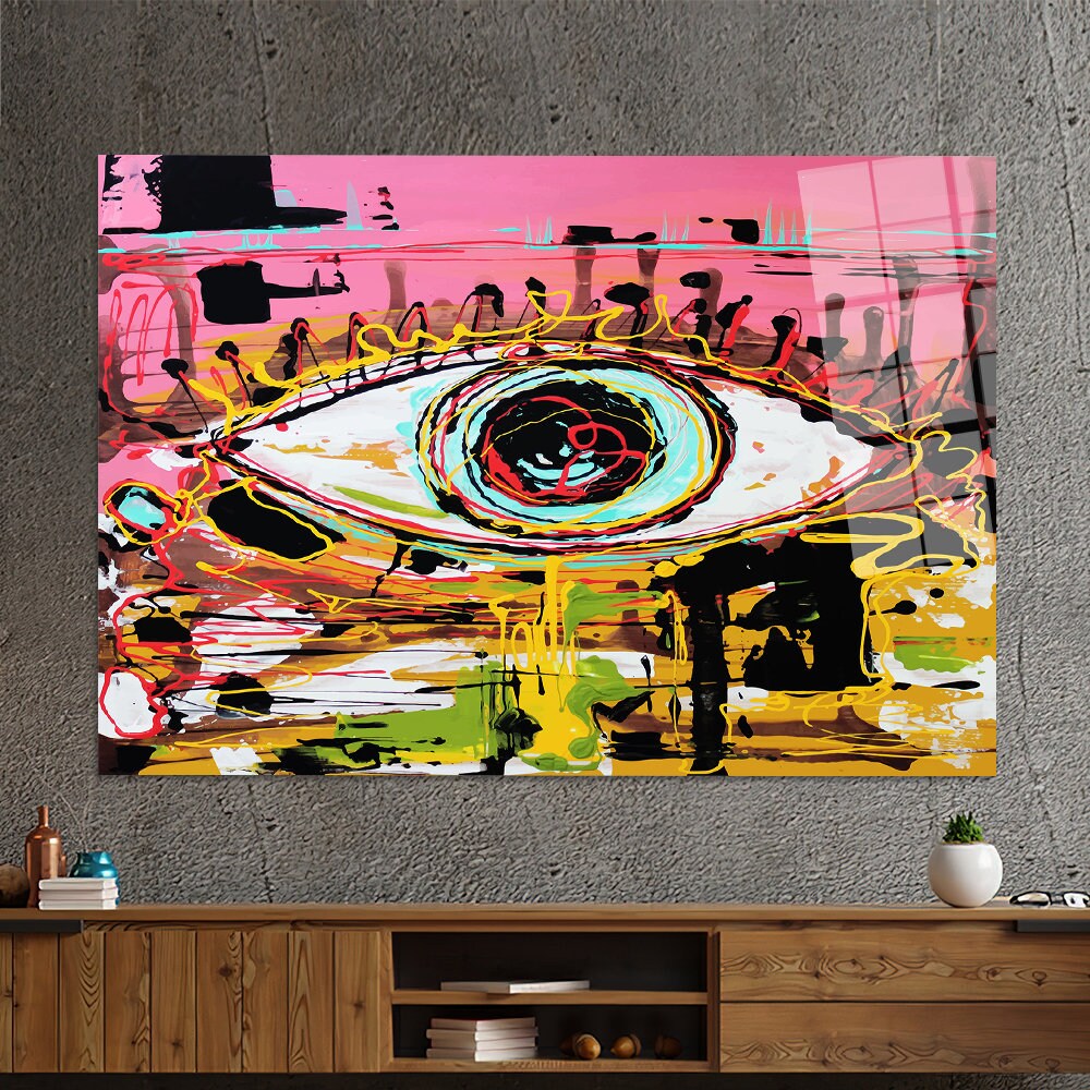 Pink Wall Decorationeye Wall Artcanvas Glass Artglass Wall Etsy
