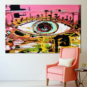 Wall Art Canvas, Eye Canvas, Eye Abstract Artwork, Abstract Eye Poster, Painting Eye Art, Colorful Eye Print, Looking Eye Wall Art Canvas