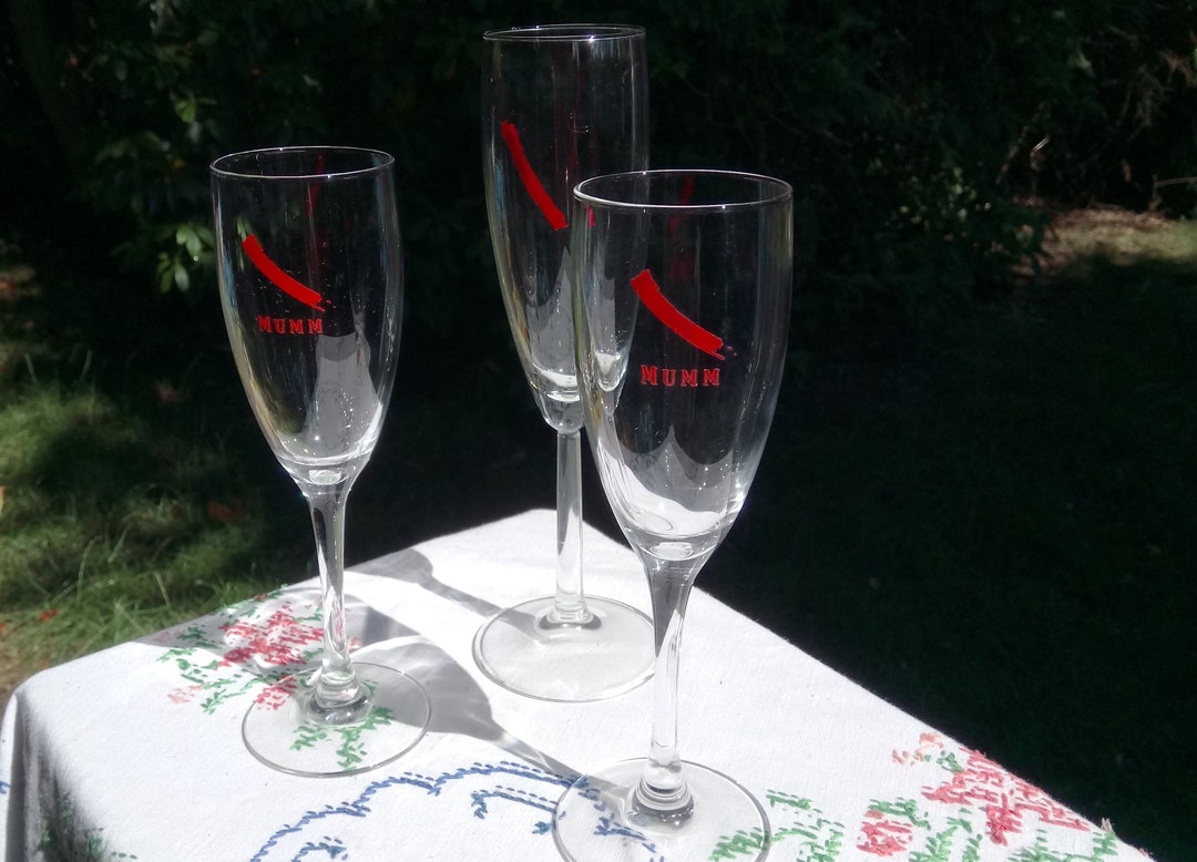 Set of Three Mumm Champagne Flutes Etsy