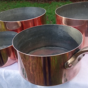 Set of four copper pans Art et Cuisine METAUX OUVRES VESOUL made in France good condition image 1