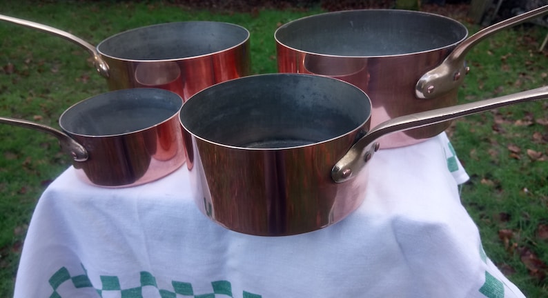 Set of four copper pans Art et Cuisine METAUX OUVRES VESOUL made in France good condition image 5