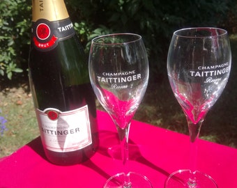 Set of two Taittinger Champagne glasses