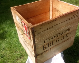 Very rare : Magnificent antique wooden champagne box for 'KRUG' bottles - 1940's