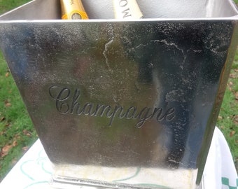 Rare Vintage Rectangular Champagne Ice Bucket - Nickel Alloy - Very Good Condition