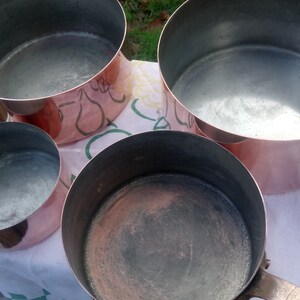 Set of four copper pans Art et Cuisine METAUX OUVRES VESOUL made in France good condition image 3