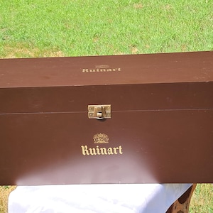 Vintage Ruinart Kiste, Holzkiste, Eiche rustikale Hochzeitsdeko, Geschenkkartenbox, Geschenkbox, Aufbewahrungskiste, Gartenbox für Magnum Ruinart Flasche