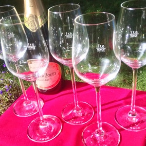 Very rare & Unique : Set of 5 KRUG Champagne Flutes Vine Leaf Design SCHOTT ZWIESEL - Collector&#39;s Item