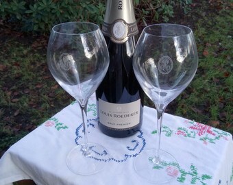 Sehr selten zu finden – Sammlerstück: Set aus zwei Champagnergläsern von Louis Cristal Roederer