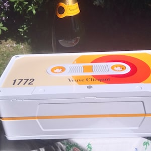 RARE Veuve Clicquot &#39;cassette box&#39;  champagne bottle holder,  French vintage in perfect condition