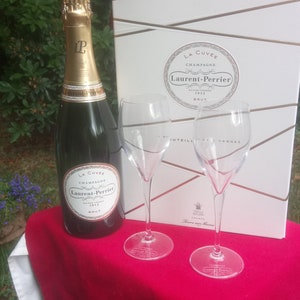 Laurent Perrier Gift Box with two beautiful Laurent Perrier glasses - Champagne Bottle INCLUDED