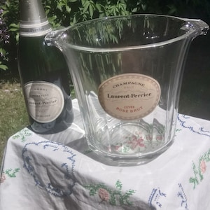 Vintage Glass Champagne Ice Bucket Laurent Perrier Cuvée Rosé Brut - Made in France
