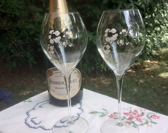 Set of two vintage Perrier Jouet Belle Epoque Champagne glasses - 28,5cl