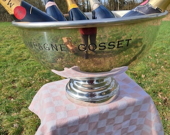 Cuenco para hielo XXL de peltre GOSSET para champán - Fabricado en Francia por L’Orfevrerie d’Anjou - Enfriador de champán multibotella - Diámetro 40 cm (15,7")