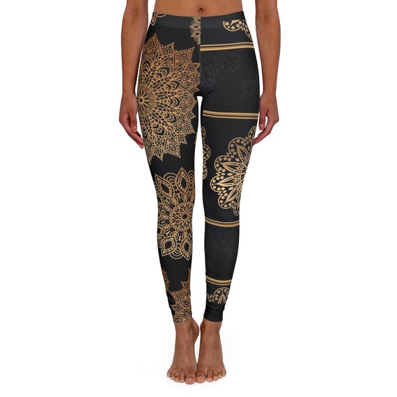 Gold \u0026 Black Dual Print Women's Spandex 
