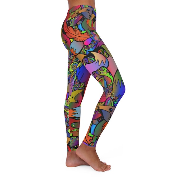 Bright Colored Neon Animal Women's Spandex Leggings, Fox Print Leggings,  Animal Lover Gift, Funky Yoga Gym Legging, Happy Vibe Legging, Gift 