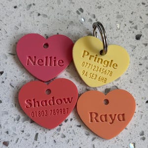 Etiqueta de identificación de mascota acrílica personalizada grabada: Disco con nombre personalizado para perro, gato, cachorro y gatito, etiqueta silenciosa moderna para perro, etiqueta silenciosa colorida para mascota