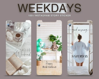 WEEKDAYS | 100+ Instagram Story Stickers Weekdays | Daily | Modern | Font | Words | German | English