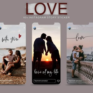 LOVE | 60+ Instagram Story Stickers Love | Couple | Relationship | Pair | Words | Font | English | German