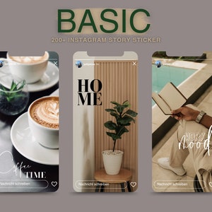 Könnte beinhalten: Drei Instagram-Story-Vorlagen mit unterschiedlichen Hintergründen und Textüberlagerungen. Die erste Vorlage zeigt eine Tasse Kaffee mit dem Text "Coffee Time" und ein Nachrichtenfeld mit der Aufschrift "Nachricht schreiben". Die zweite Vorlage zeigt eine Topfpflanze mit dem Text "Home" und ein Nachrichtenfeld mit der Aufschrift "Nachricht schreiben". Die dritte Vorlage zeigt eine Person, die ein Buch liest, mit dem Text "Work Mood" und ein Nachrichtenfeld mit der Aufschrift "Nachricht schreiben".
