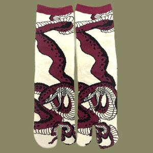 Mens Japanese Winding Snake Tabi Socks - Japanese crew women men tabi socks - Split-Toe tabi socks - Fun Socks - Unisex Socks EB23