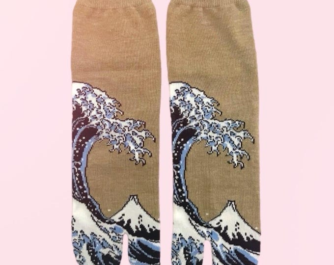 Mens Japanese Wave Tabi Socks - Japanese Wave Pattern Crew Women Men ...