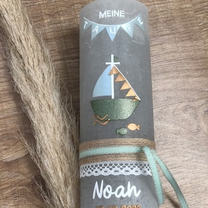 Rustic baptism candle/ baptism/ handmade baptism candle/ boat/ bunting