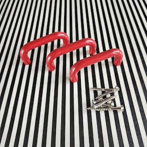 Vintage Normbau German Drawer Handles Set of 3 | Red Black White or Yellow