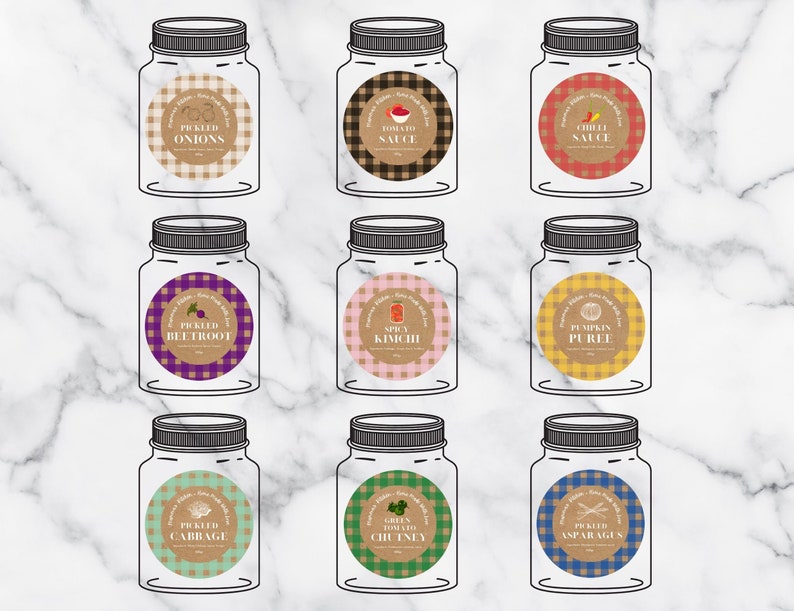 Mason Jar Food Labels Set Pack of 9 Editable Labels Round Etsy