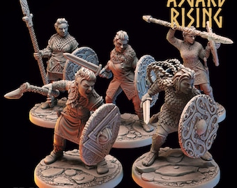 Shield Maiden Set 2 / Viking / Warrior / Pathfinder / DnD / D&D / Asgard Rising / 3D Print / 4K Mini / TableTop Miniature / RPG