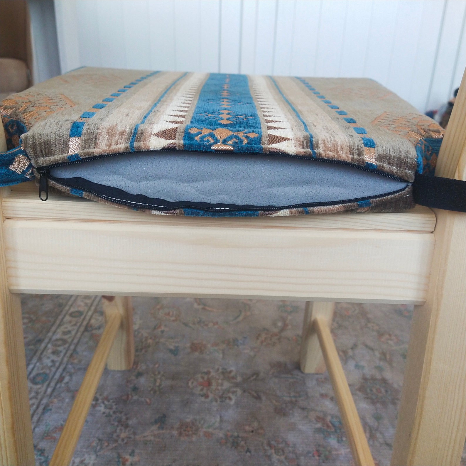 Velcro Chair Cover Blue Greencushions for Chair Cushions With Etsy