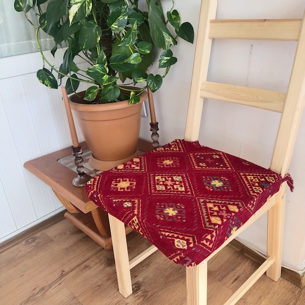 ONLY COVER cushions for chairs,Kilim fabric chair cushion, chair pads Bench and chair custom,Kilim floor cushion tribal boho bohemian cover