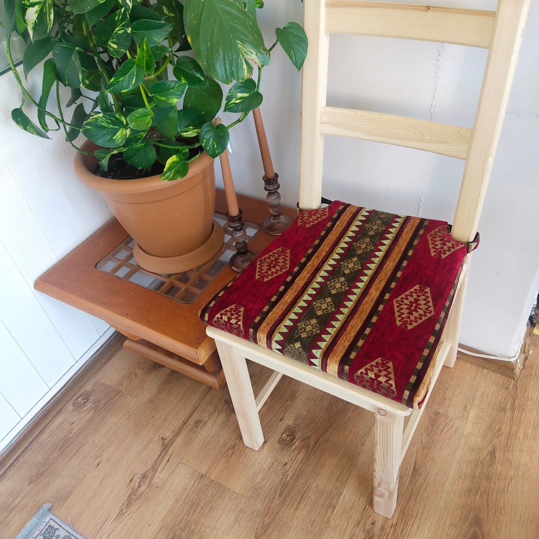 Ethnic COVER Cushions for Chairs Cushions With Ties, Chair Pads Bench