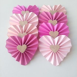Heart Paper Rosettes / Craft Embellishments for Valentine’s Day, Cards, Scrapbooking & DIY Decor