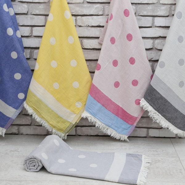 Turkish Towel,Polka Dot Design Towel,Beach Towel,40"x70",Bath Towel,Cotton Towel,Personalized Gift,Wedding Gift,Wholesale Towels,Home Decor