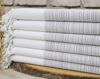 White and Black Turkish Towel,40"x70",Turkish Peshtemal, Beach Peshtemal,Cotton Towel,Personalized Peshtemal, Bridesmaid Towel, Bath Towel
