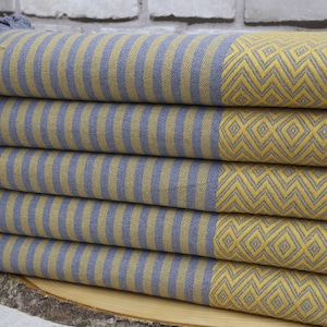 Mustard Bedspread,Beach Throws,Turkish Blanket,79&quot;x95&quot;,Wholesale Blankets,Bed Covers Handmade,Cotton Throw,Bed Decor,Turkish Throws