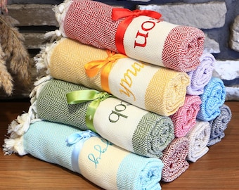 Personalized Beach And Hand Towel, Wholesale Bath Towel, Wedding Favors With Custom Embroidery, Bridesmaid Party Gifts, Gifts For Her or Him