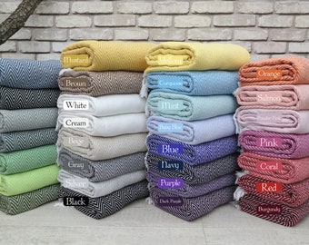 Personalized Christmas Gift Towel,  Wedding Gift, Chevron Blanket, 79"x91", Wholesale Blanket, Turkish Throw, Beach Blanket, Gift For Her