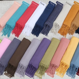 Scarf With Personalized Band,Bride Gift,66&quot;x26&quot;,Monogram Shawl,Turkish Pashmina,Wedding Scarf,Wholesale Shawl,Bride Gift, Gift Pasmina