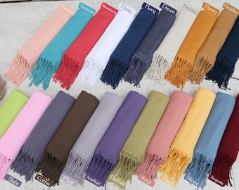 Scarf With Personalized Band,Bride Gift,66&quot;x26&quot;,Monogram Shawl,Turkish Pashmina,Wedding Scarf,Wholesale Shawl,Bride Gift, Gift Pasmina