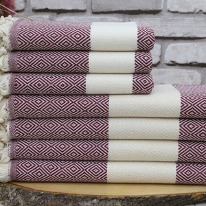 Burgundy Towel,Bulk Order Towel,Handmade Towel,Turkish Towel,40&quot;x70&quot;,Turkish Hand Towel,20&quot;x36&quot;,Bridesmaid Gift Towel,Diamond Design Towel