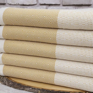 Turkish Blanket,Mustard Colored Blanket,79&quot;x95&quot;,Diamond Patterned Towel,Cotton Blanket,Turkish Bedspread,Wholesale Blanket,King Size Blanket
