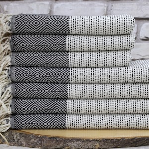 Turkish Towel,40&quot;x70&quot;,Turkish Hand Towel,20&quot;x36&quot;,Black Towel,Peshtemal,Peshkir,Decor Towel,Personalized Gift,Wholesale,Cotton Towel