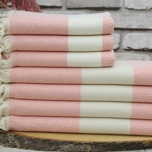 Turkish Towel,Salmon Towel,Bridesmaid Gift Towel,Organic Cotton Towel,Hotel Towel,40&quot;x70&quot;,Turkish Hand Towel,20&quot;x36&quot;,Diamond Design Towel