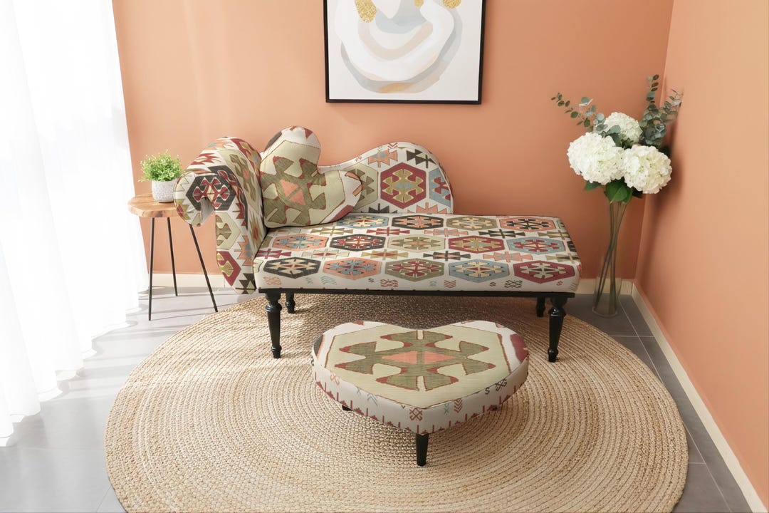 Chaise Lounge Sofa, Patterned Sofa, Bohemian Decor, Aztec Pattern ...