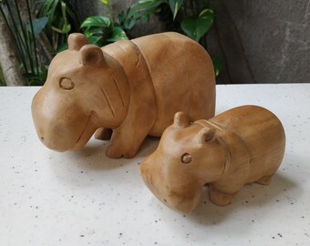 木彫動物⑅カバ(小)⑅インドネシア 木製のカバの小さな彫刻 - Etsy 日本