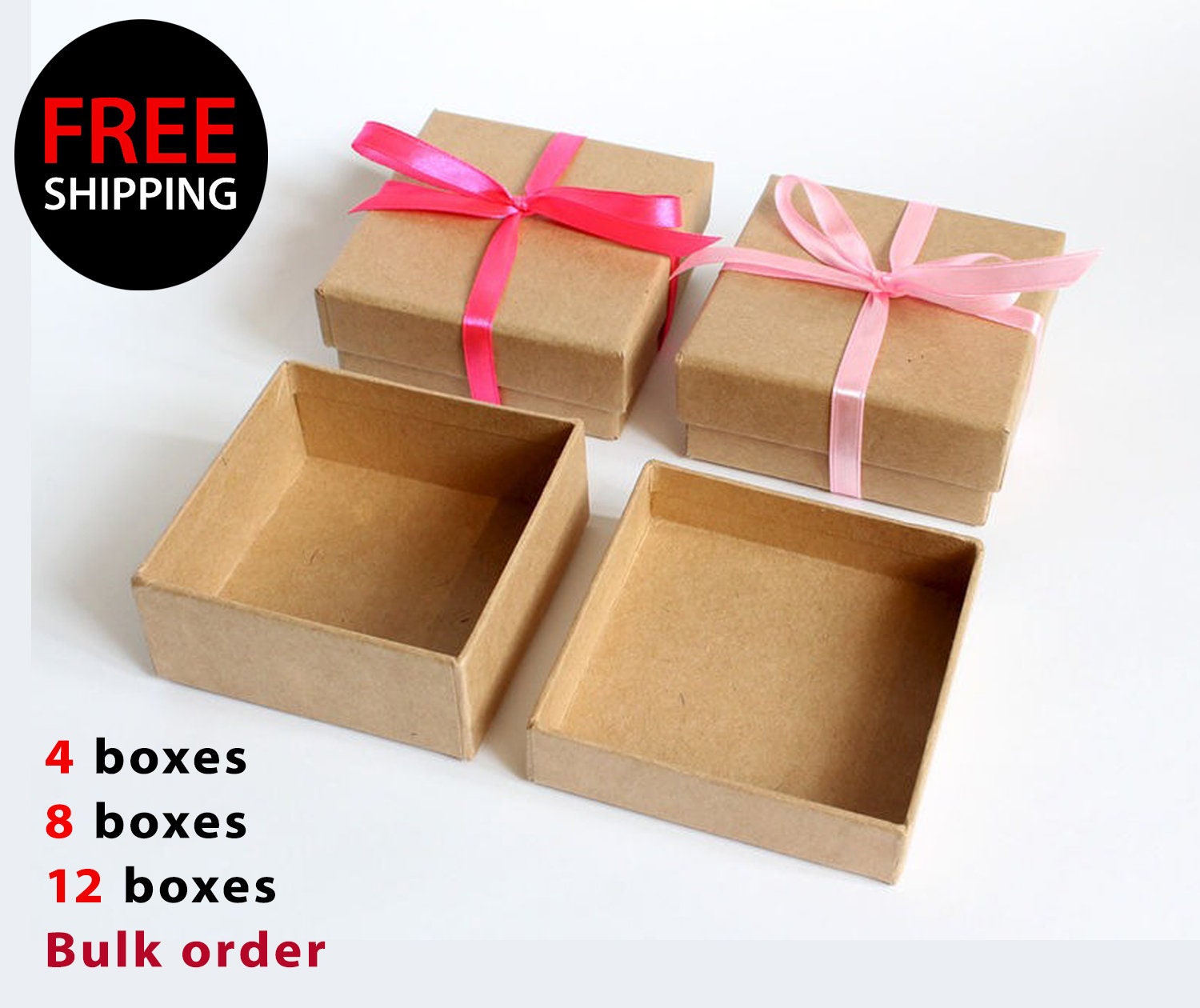 100 pcs Gold Foil Cotton Filled Jewelry Gift Box With Variety Of Sizes 